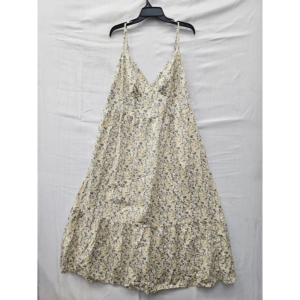 Universal Thread Womens Floral Maxi Dress Yellow Cotton Relaxed Size XXL